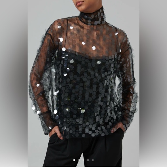NWT 16Arlington Olall Paillettes Turtleneck Top - Picture 6 of 10